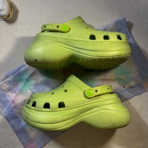 Y2K Neon Green Platform Clogs